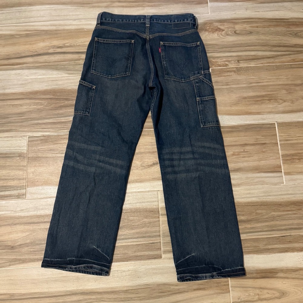 Vintage Y2K Levis Carpenter Loose Straight Jeans Mens 30x30 Dark Wash Workwear - Picture 3 of 5